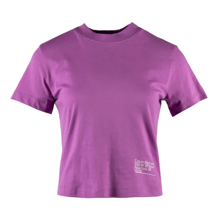CALVIN KLEIN Tee shirt court en coton Femme VIOLET Discount
