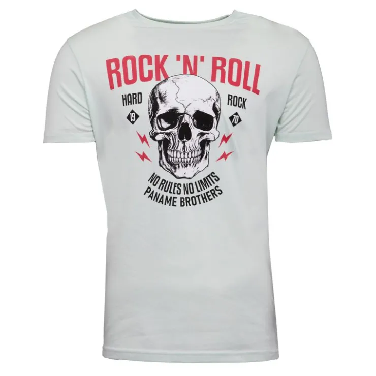 PANAME BROTHERS Tee shirt crane de squelette coton Rock 'N' Roll Homme VERT CLAIR Hot