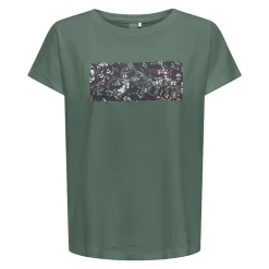 ONLY Tee shirt de sport coton bio imprimé graphique VERT Clearance