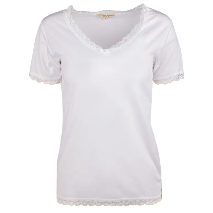 JEAN-LOUIS SCHERRER Tee shirt dentelle coton moyra Femme BLANC