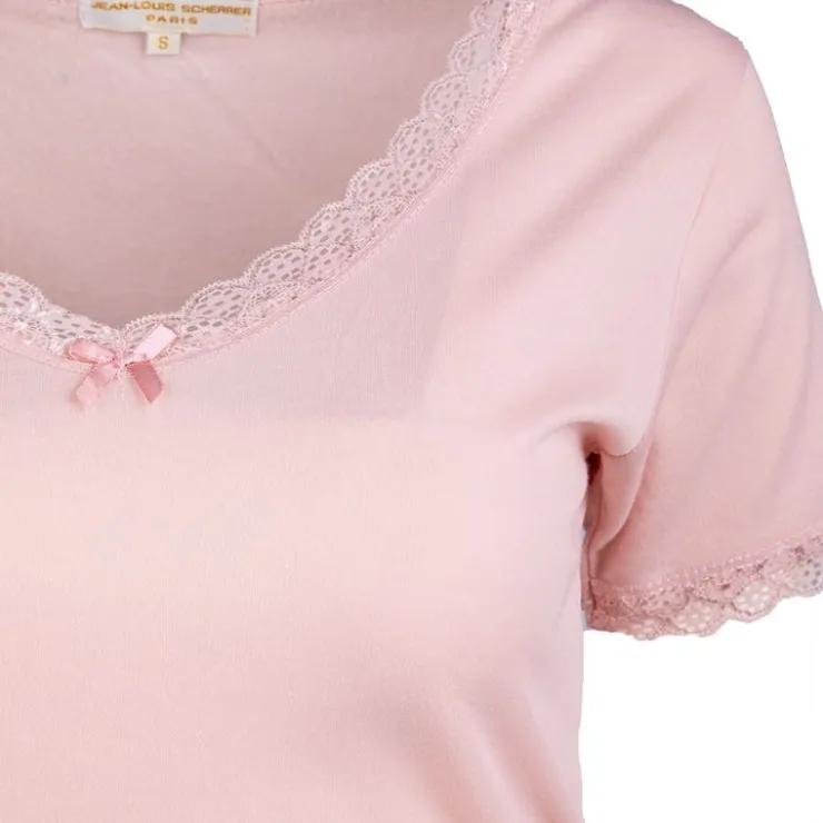 JEAN-LOUIS SCHERRER Tee shirt dentelle coton moyra Femme ROSE Best