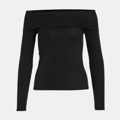 VILA Tee shirt doux épaules nues osata black avec drapé Femme NOIR
