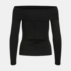 VILA Tee shirt doux épaules nues osata black avec drapé Femme NOIR