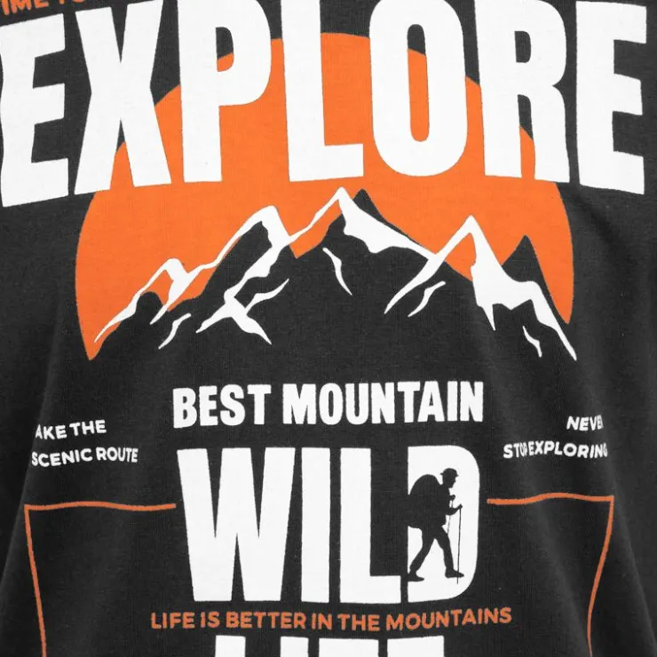 BEST MOUNTAIN Tee shirt "Explore Wild Life" coton Homme GRIS FONCE Clearance