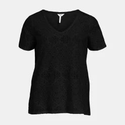 OBJECT Tee shirt feodora broderie anglaise col V Femme NOIR Online