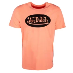 VON DUTCH Tee shirt fluo logo poitrine noir Homme SAUMON Outlet