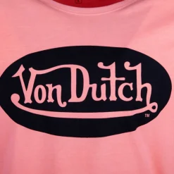VON DUTCH Tee shirt fluo logo poitrine noir Homme SAUMON Outlet