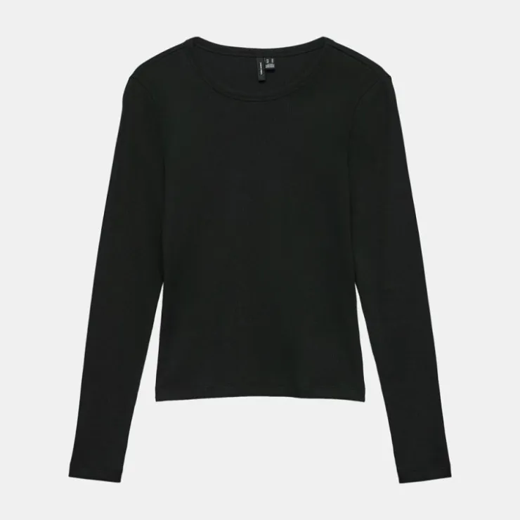 VERO MODA Tee shirt folia loose fit manches longues col rond Femme NOIR Online