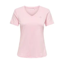 ONLY PLAY Tee shirt font life col V regular fit Femme ROSE Hot