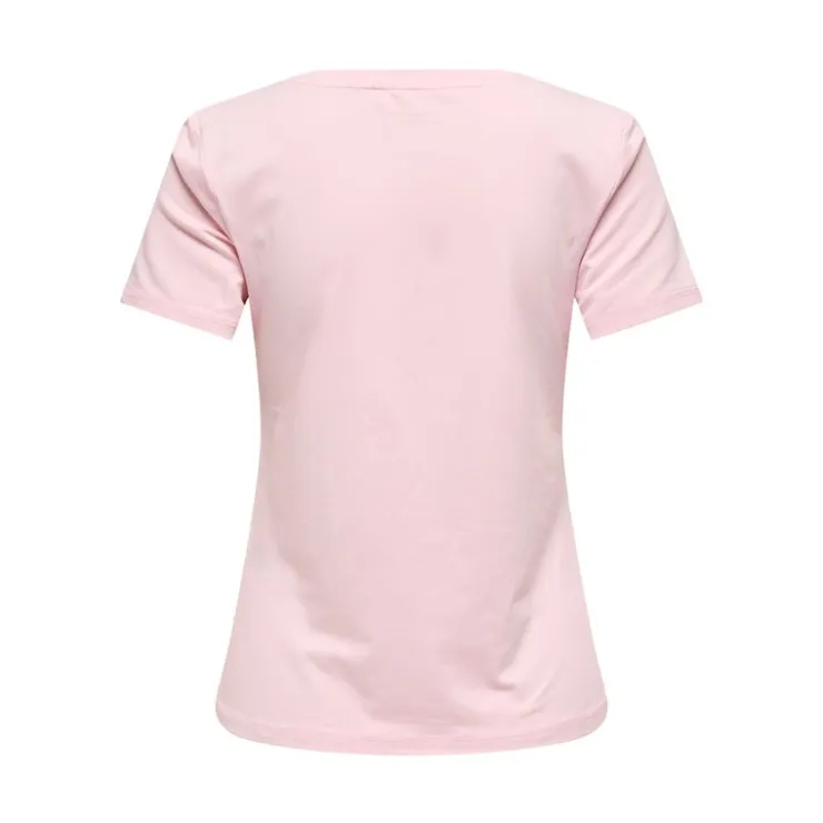 ONLY PLAY Tee shirt font life col V regular fit Femme ROSE Hot