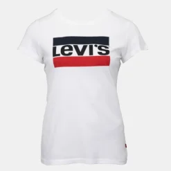 LEVI'S Tee shirt grand logo bleu rouge coton Femme BLANC Discount