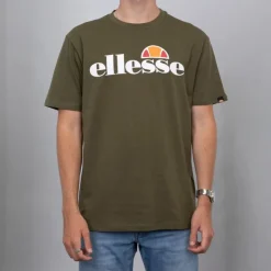 ELLESSE Tee shirt grand logo regular col rond Homme KAKI Discount
