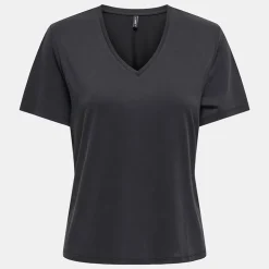 ONLY Tee shirt hannah regular fit décolleté V humus Femme NOIR Outlet