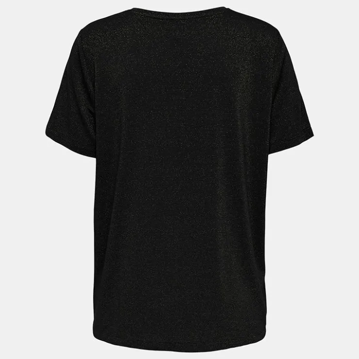 ONLY Tee shirt harly pailleté regular col v Femme NOIR Sale
