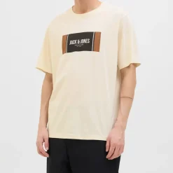 JACK & JONES Tee shirt hayato coton manches courtes regular fit Homme BLANC ECRU Hot