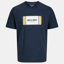 JACK & JONES Tee shirt hayato coton manches courtes regular fit Homme BLEU FONCE Discount