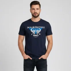 PANAME BROTHERS Tee shirt illustration têtes de mort et papillon en coton Homme BLEU FONCE Clearance