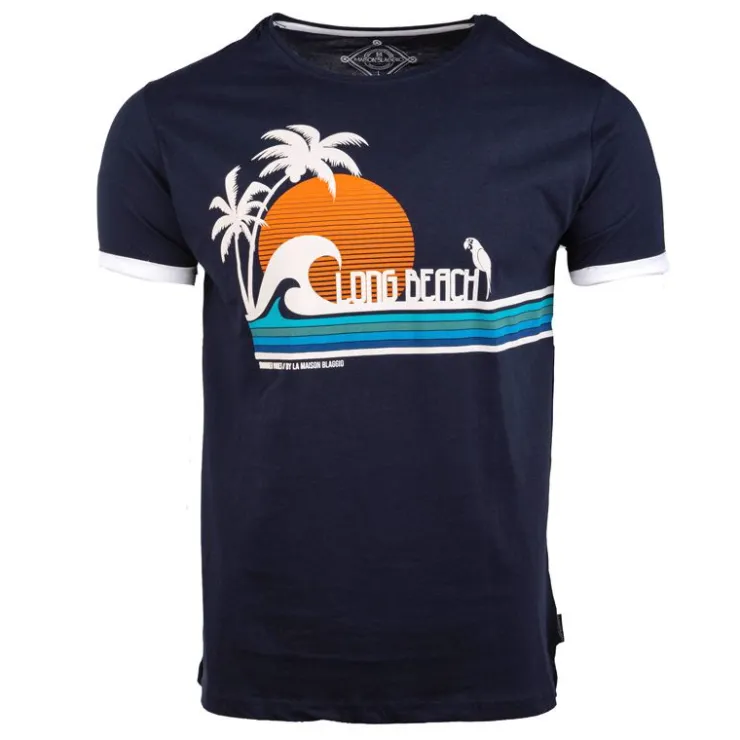 BLAGGIO Tee shirt imprimé à fleurs mola Homme BLEU FONCE Discount