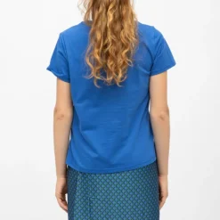 LA PETITE ETOILE Tee shirt imprimé coloré Bisous col rond manches courtes tara Femme BLEU Best