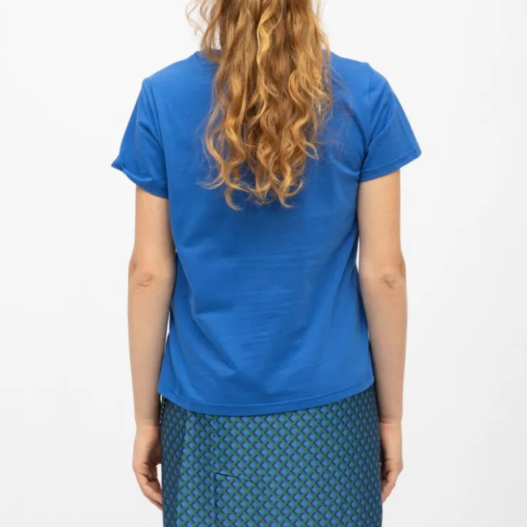 LA PETITE ETOILE Tee shirt imprimé coloré Bisous col rond manches courtes tara Femme BLEU Best