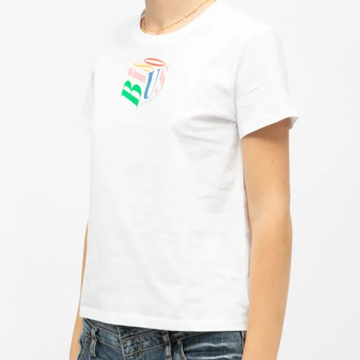 LA PETITE ETOILE Tee shirt imprimé coloré Bisous col rond manches courtes tara Femme BLANC Outlet