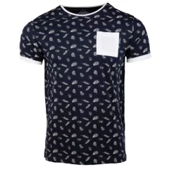 BLAGGIO Tee shirt imprimé feuilles avec poche mably Homme BLEU FONCE