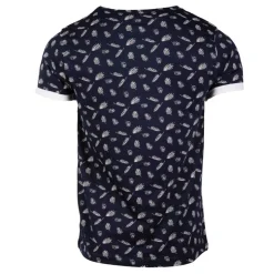 BLAGGIO Tee shirt imprimé feuilles avec poche mably Homme BLEU FONCE