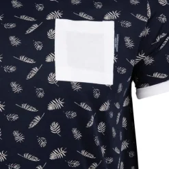 BLAGGIO Tee shirt imprimé feuilles avec poche mably Homme BLEU FONCE