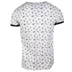 BLAGGIO Tee shirt imprimé feuilles avec poche mably Homme BLANC Hot