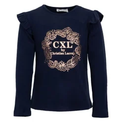 CXL BY CHRISTIAN LACROIX Tee shirt imprimé gold épaules à volants Enfant BLEU FONCE Online