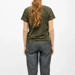 DEELUXE 74 Tee shirt imprimé léopard ziana khaki col v Femme KAKI Sale