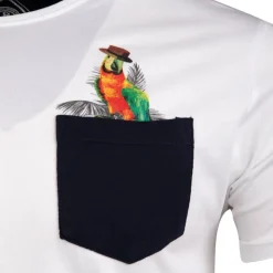 BLAGGIO Tee shirt imprimé perroquet magenta Homme BLANC Online