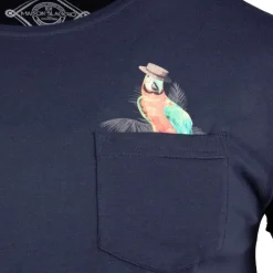 BLAGGIO Tee shirt imprimé perroquet magenta Homme BLEU FONCE Discount