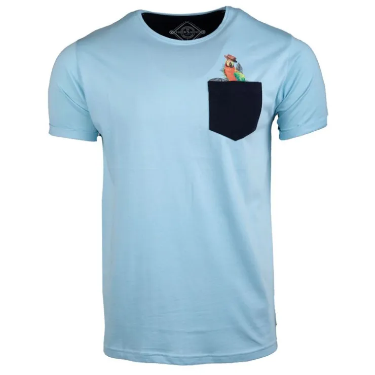 BLAGGIO Tee shirt imprimé perroquet magenta Homme BLEU CLAIR New