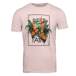 BEST MOUNTAIN Tee shirt imprimé plantes tropicales Homme ROSE CLAIR New