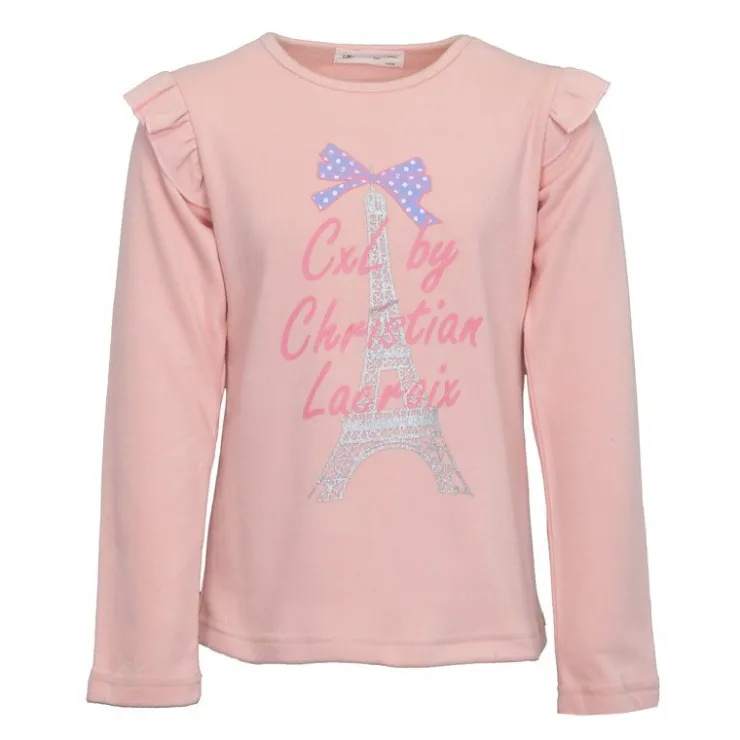 CXL BY CHRISTIAN LACROIX Tee shirt imprimé tour eiffel manches longues à volants fille Enfant ROSE Discount