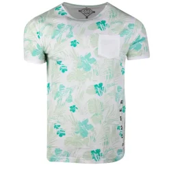 BLAGGIO Tee shirt imprimé tropical avec poche maestro Homme VERT CLAIR Sale