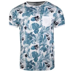BLAGGIO Tee shirt imprimé tropical avec poche maestro Homme BLEU