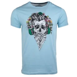 BLAGGIO Tee shirt imprimé tête de mort messina Homme BLEU CLAIR Online
