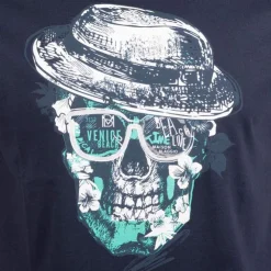 BLAGGIO Tee shirt imprimé tête de mort modovi Homme BLEU FONCE Discount