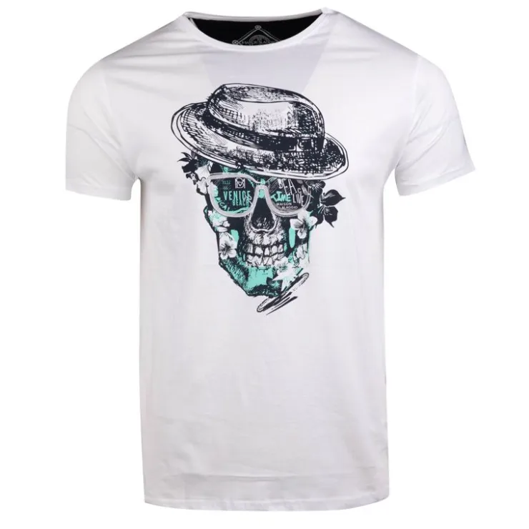 BLAGGIO Tee shirt imprimé tête de mort modovi Homme BLANC Discount