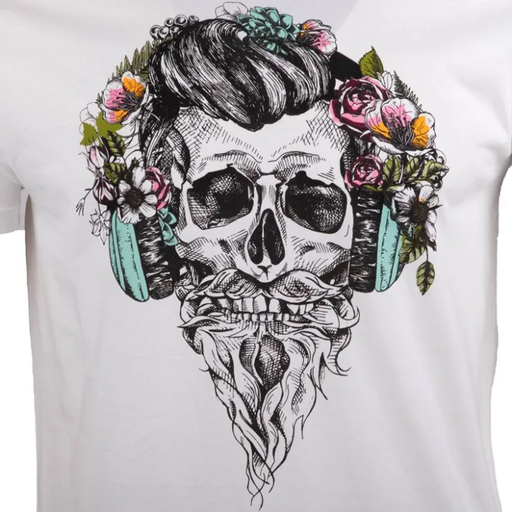 BLAGGIO Tee shirt imprimé tête de mort messina Homme BLANC Online