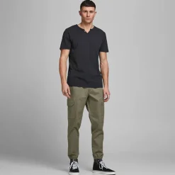 JACK & JONES Tee shirt jersey col v boutonné Homme BLEU FONCE Outlet