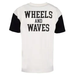 WHEELS AND WAVES Tee shirt jersey manches noires col rond Homme BLANC ECRU Clearance