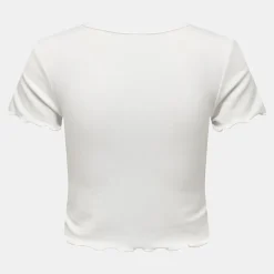 ONLY Tee shirt kika crop top col v Femme BLANC