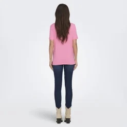 JDY Tee shirt Kitty coeur coton Femme ROSE Discount