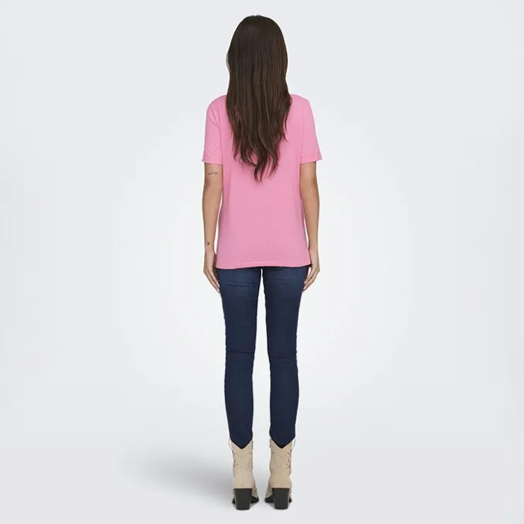 JDY Tee shirt Kitty coeur coton Femme ROSE Discount