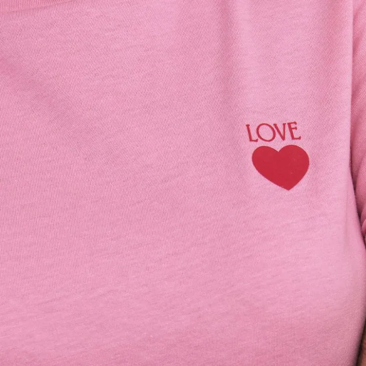 JDY Tee shirt Kitty coeur coton Femme ROSE Discount