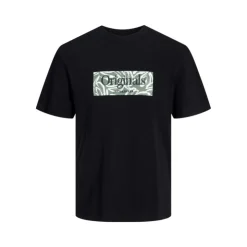 JACK & JONES Tee shirt La fayette imprimé forme plantes Homme NOIR Hot