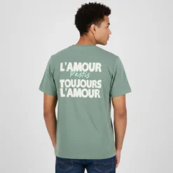 JACK & JONES Tee shirt L'amour Pastis toujours l'amour col ras de cou vieux Homme VERT